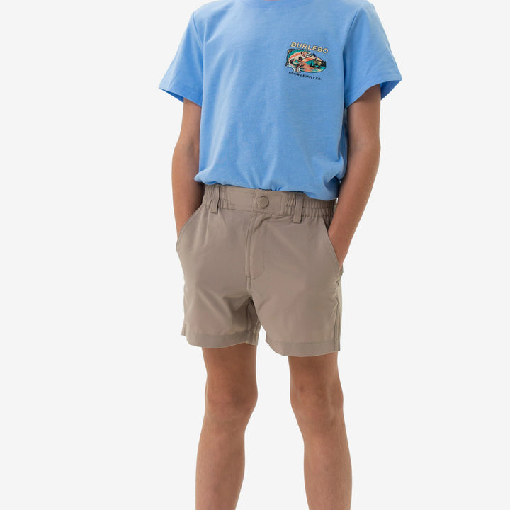 Burlebo Youth Everyday Shorts - Cobblestone Khaki - Duck Hunt Pocket
