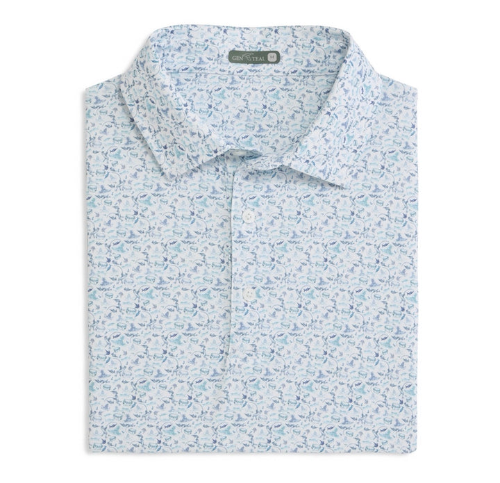 Genteal S26 Offshore Printed Performance Polo - High Tide