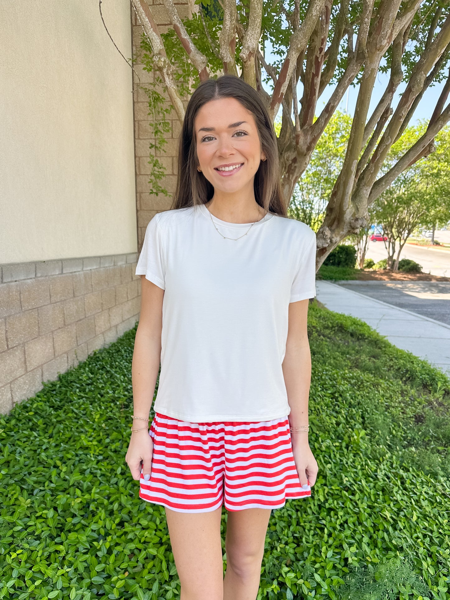 Dawn Stripe Shorts - Lychee