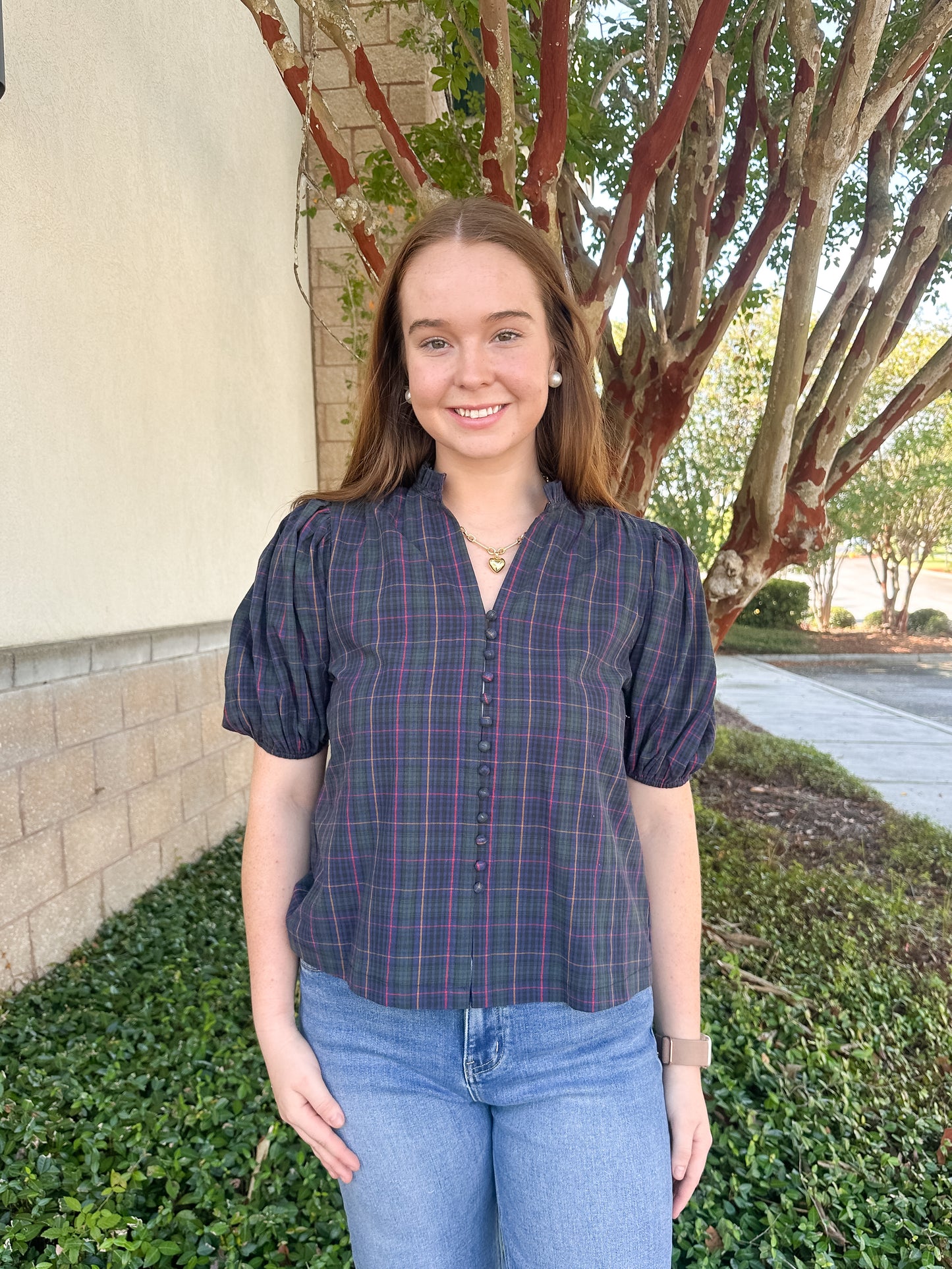 Sophia Plaid Top