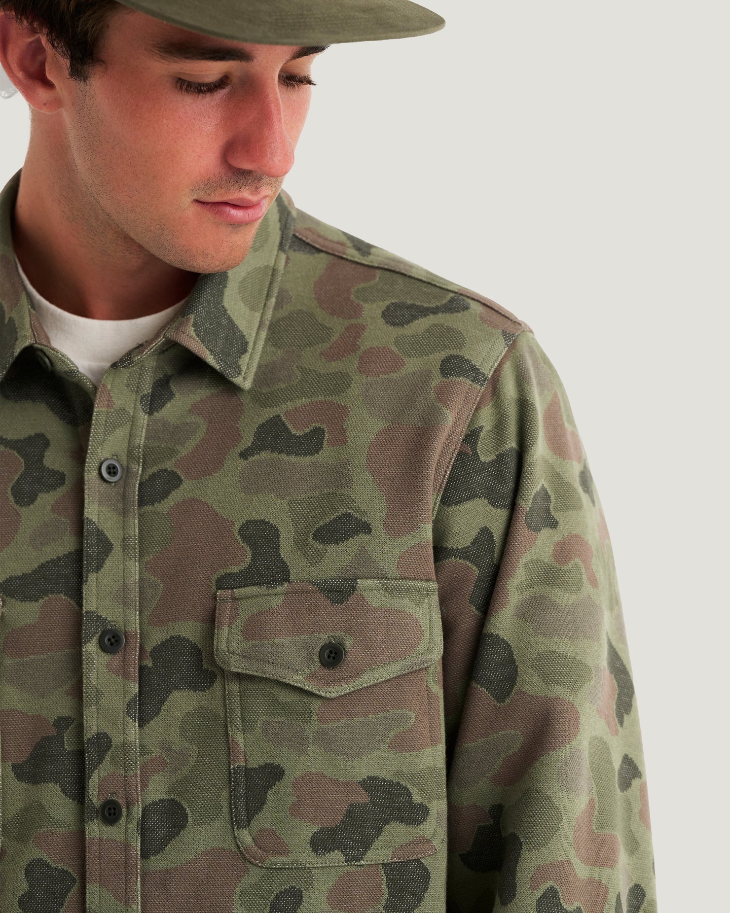 Free Fly Men’s Gallatin Overshirt - Vintage Camo Oil Green