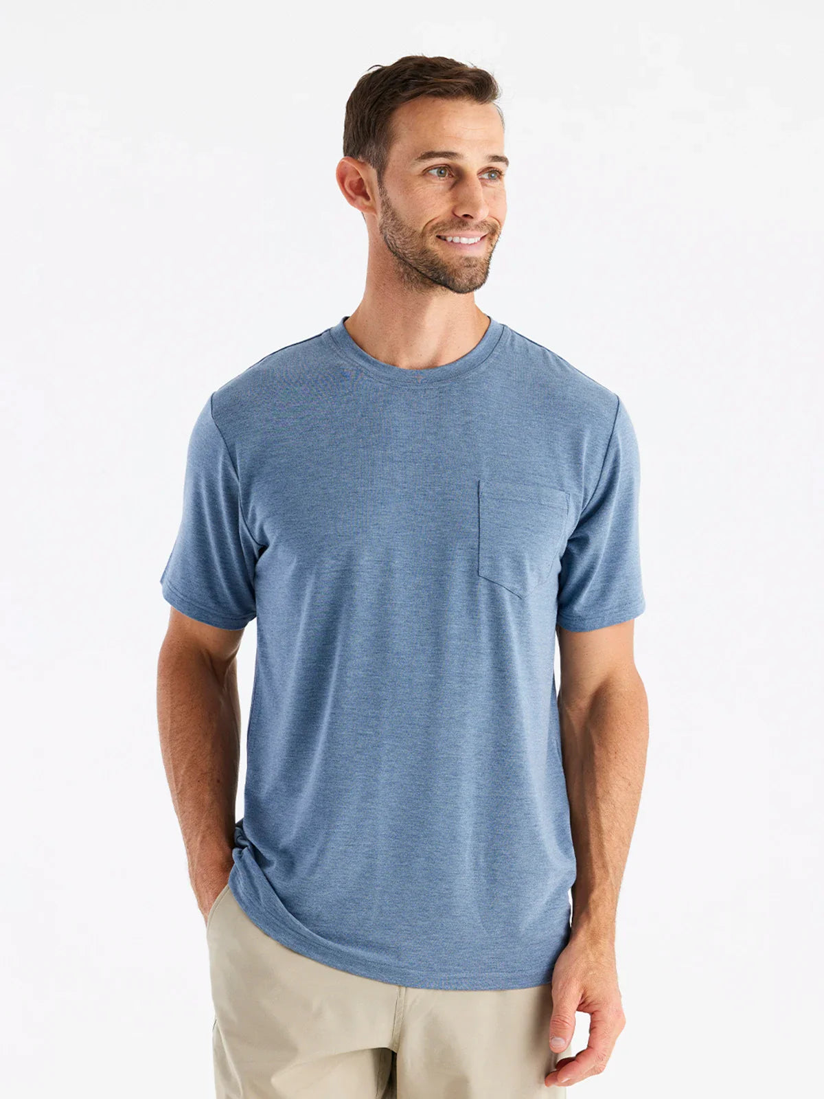 Free Fly Men’s Bamboo Flex Pocket Tee - Heather Deep Water