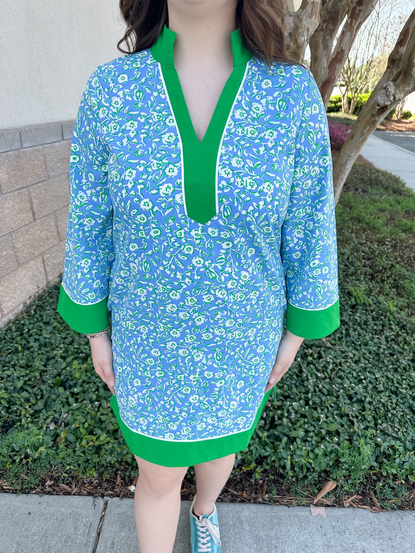 Brenda Dress - Meadow Line Blue