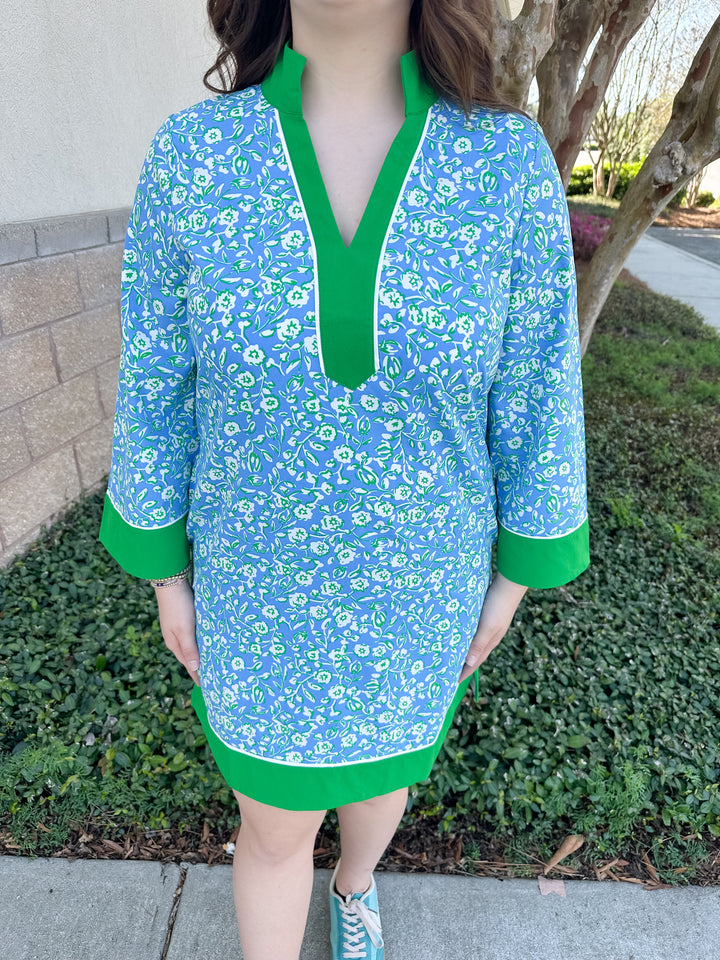 Brenda Dress - Meadow Line Blue