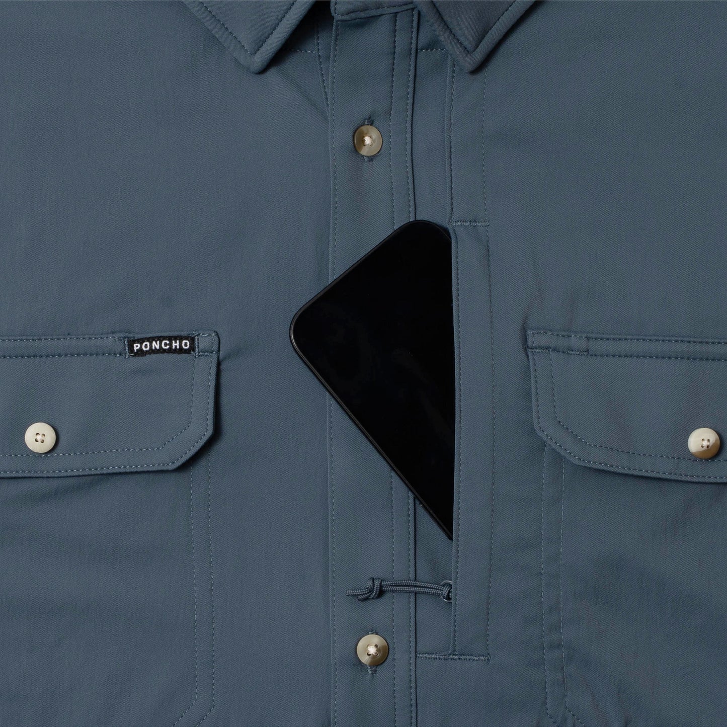 Poncho Men’s “The Ahi” S/S Slim Shirt - Slate Blue