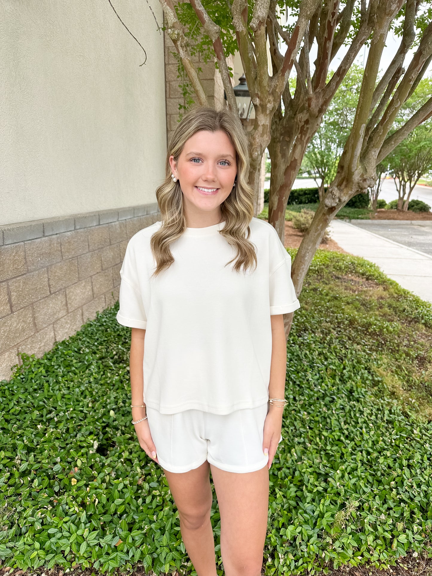 Maxine Pintuck Short - Pearl