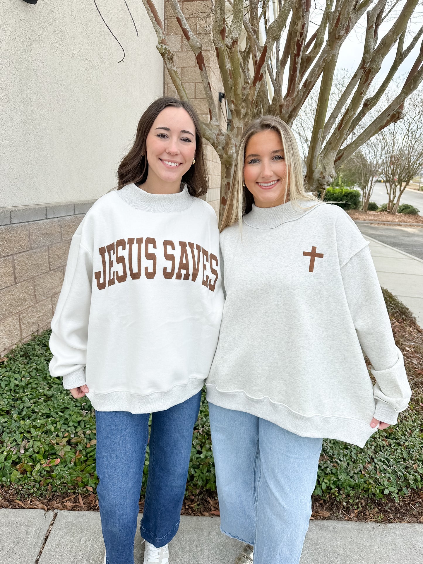 Jesus Saves Reversible Mockneck Sweatshirt
