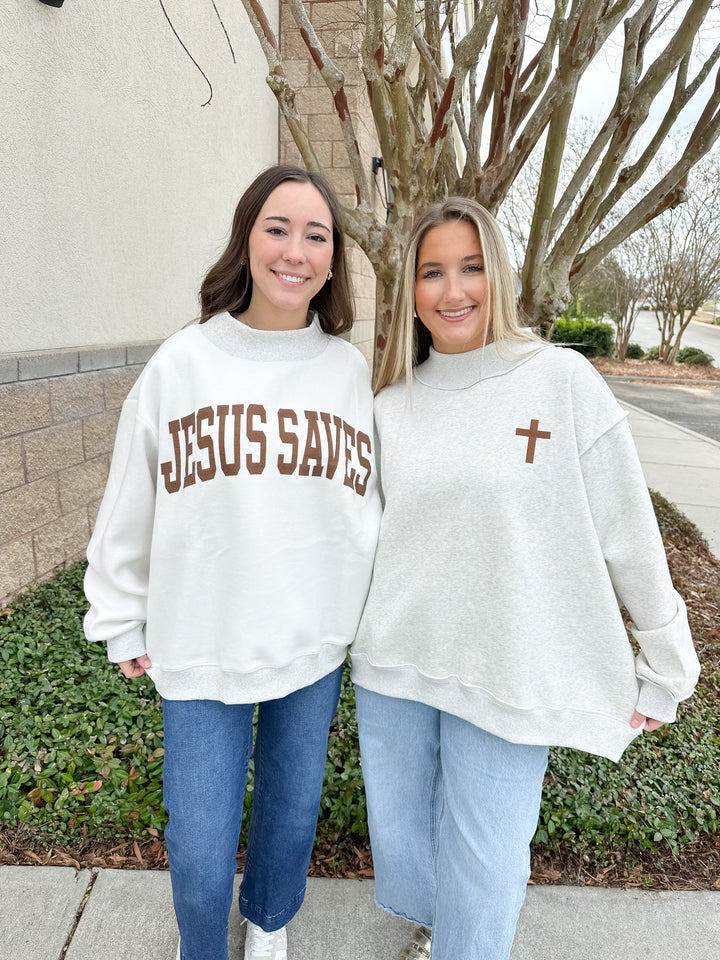 Jesus Saves Reversible Mockneck Sweatshirt