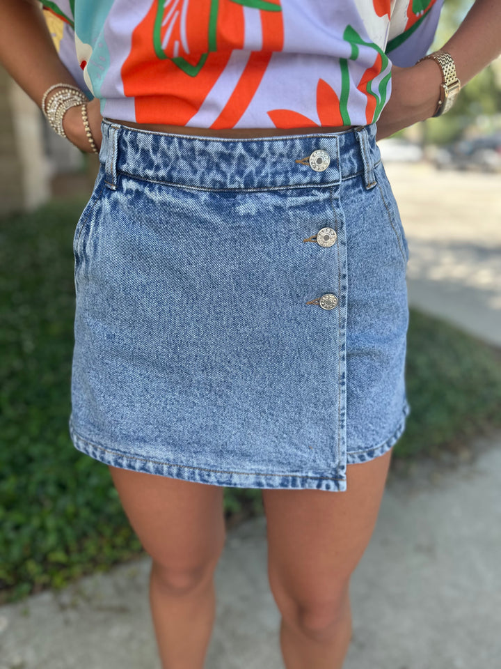 Denim Wrap Skort