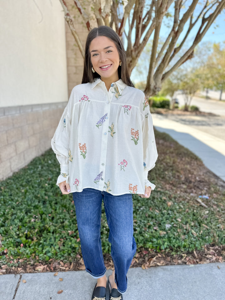 Peggy Long Sleeve Top - Cream