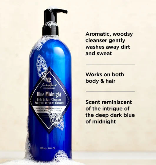 Jack Black Blue Midnight Renewing Body & Hair Cleanser 33oz Bottle