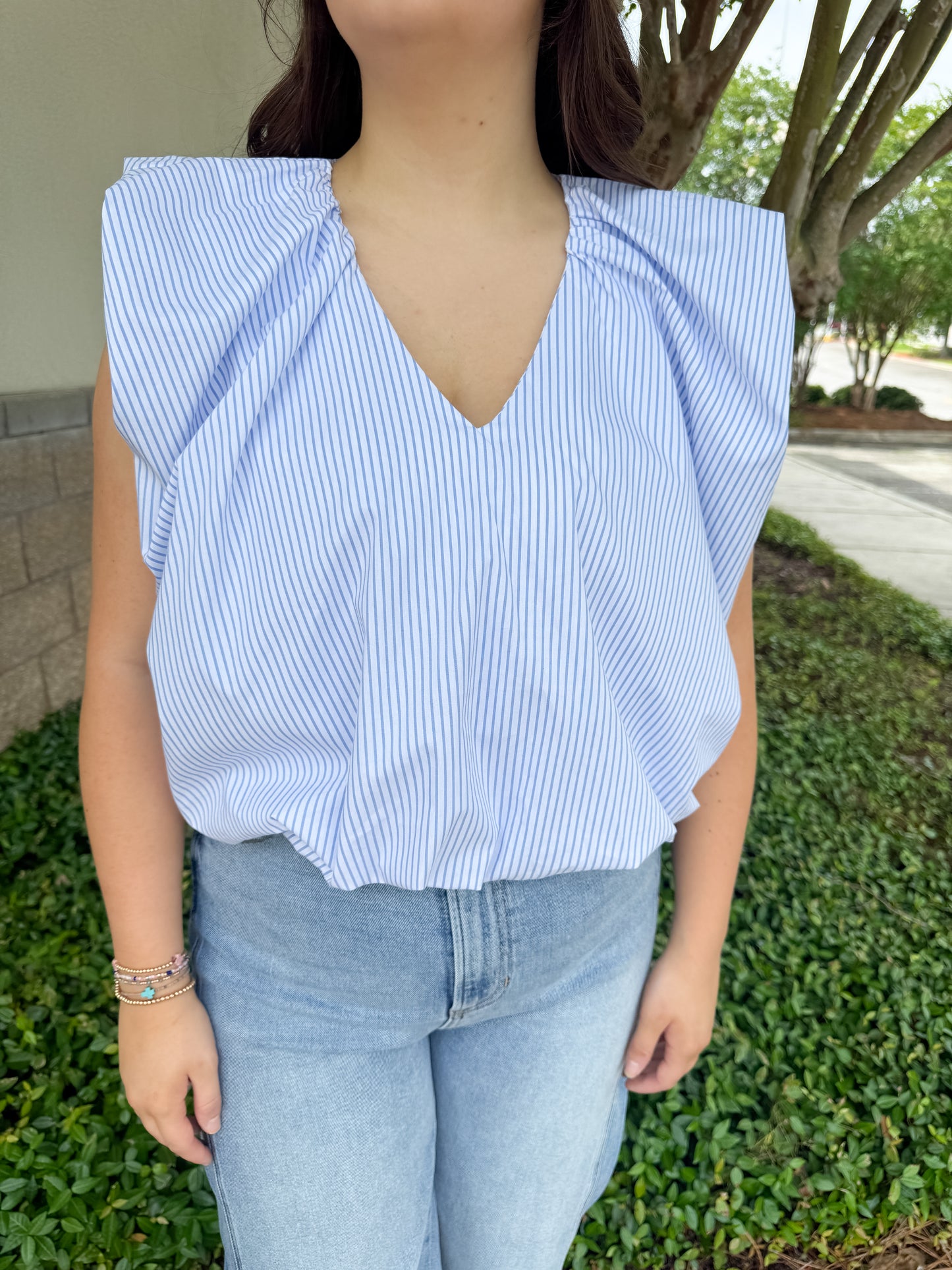 Francis Bubble Top - White & Blue