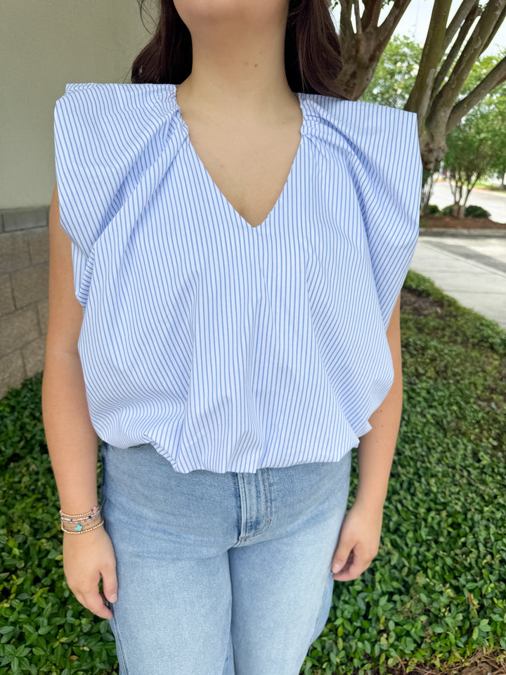 Francis Bubble Top - White & Blue