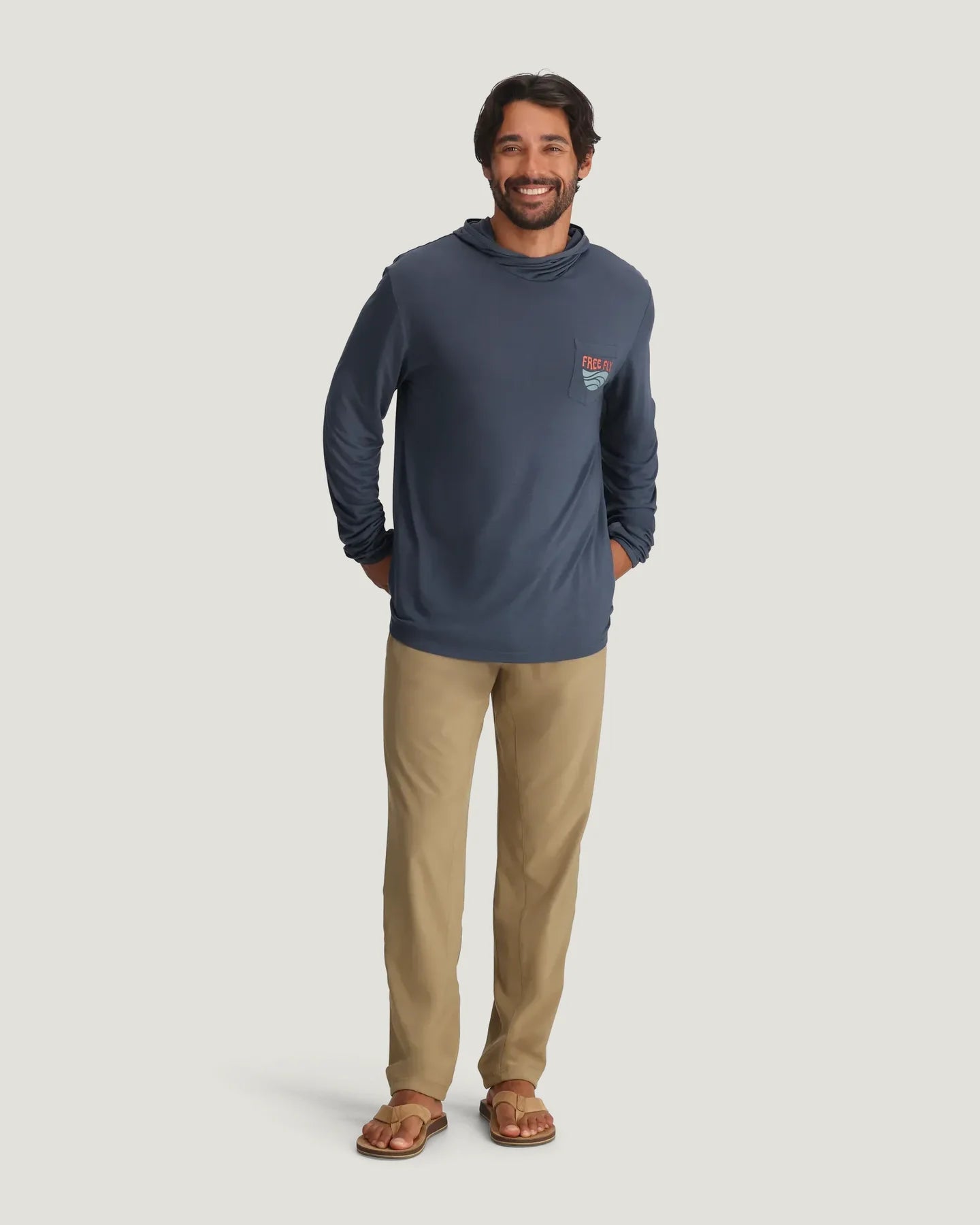 Free Fly Men’s Bamboo Lightweight Graphic Hoodie - Blue Edge Storm Cloud