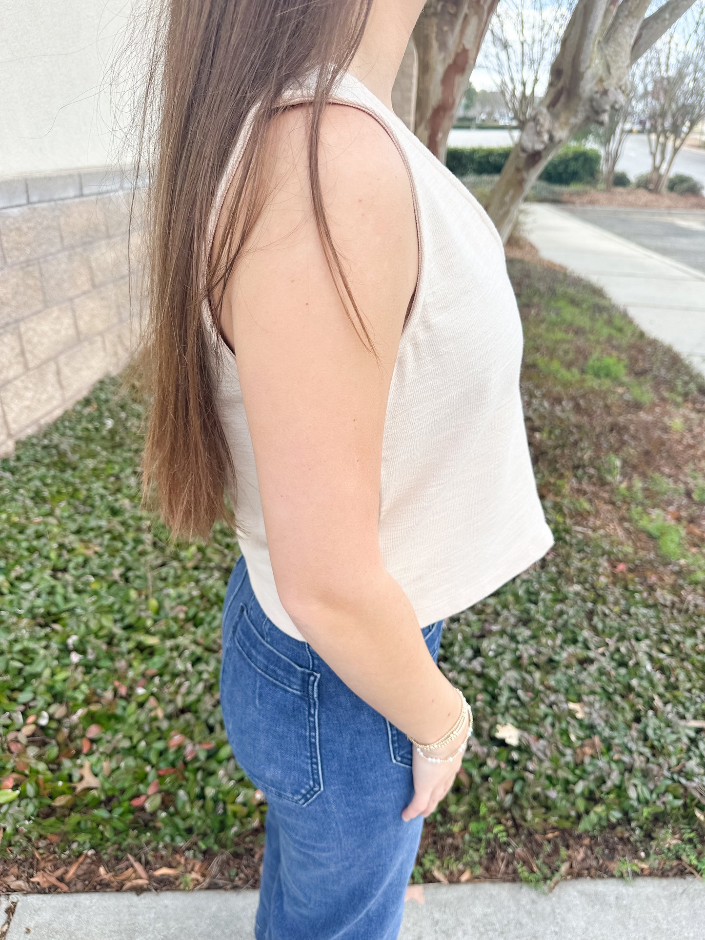 Noelle Textured Tank Top - Whisper White