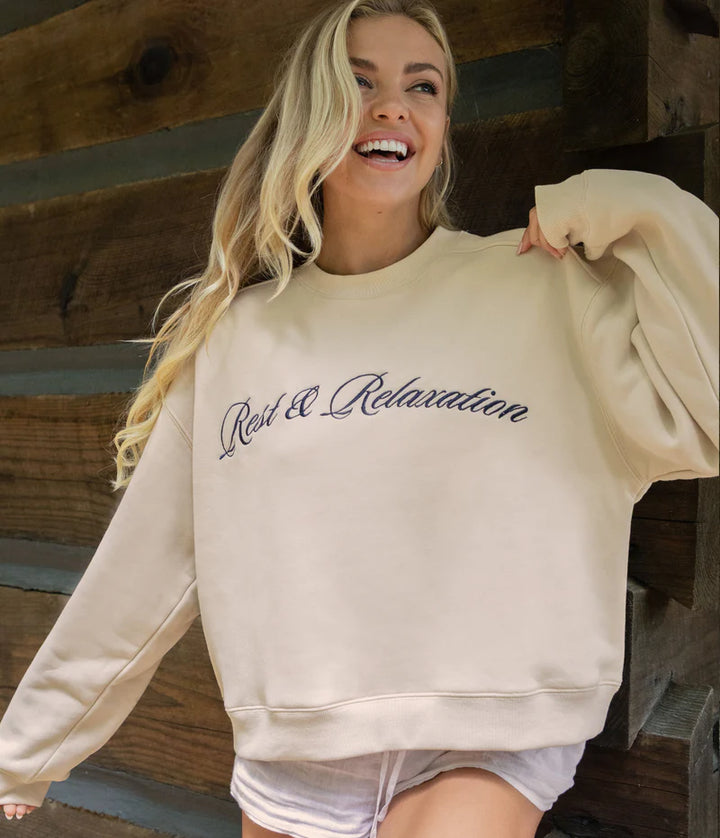 SSCO Women’s Preppy Front Print Sweatshirt - Parchment