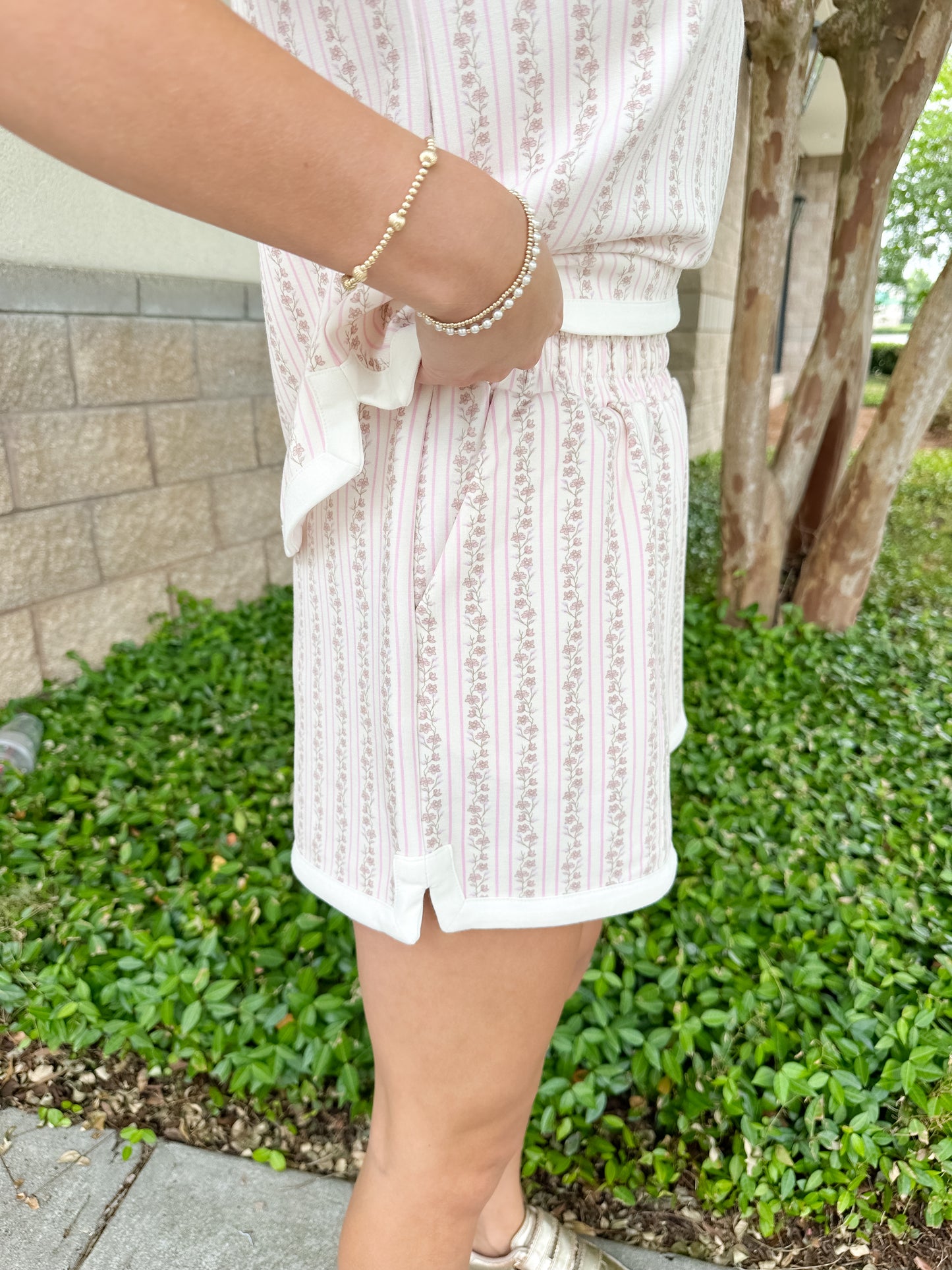 Susie Pintuck Short - Blush Stripe