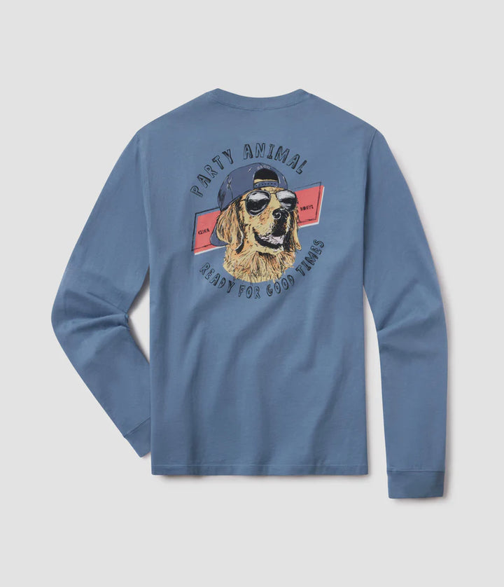 SSCO Men’s Party Animal L/S Pocket T-Shirt - Nautical Blue