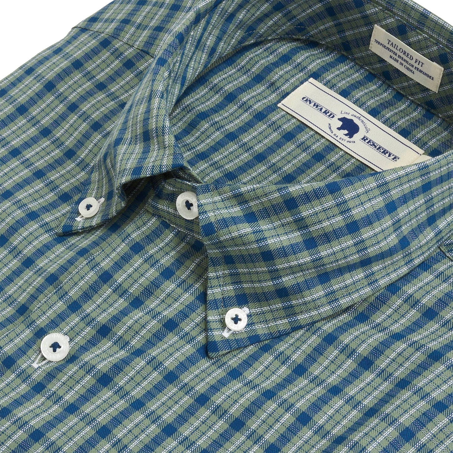 Onward Reserve Lockwood Tailored Fit Brushed Performance Twill Button Down - Hedge