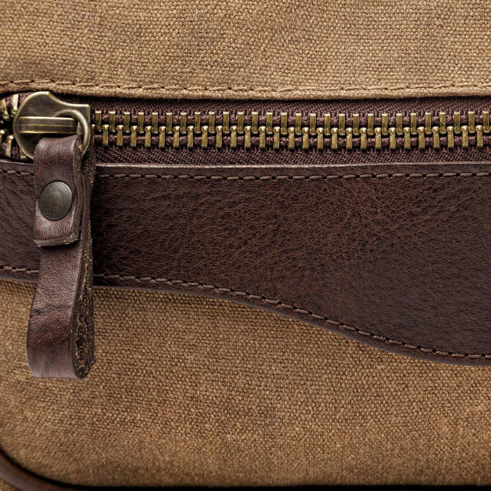 Mission Mercantile Campaign Waxed Canvas Toiletry Shave Kit - Smoke Brown