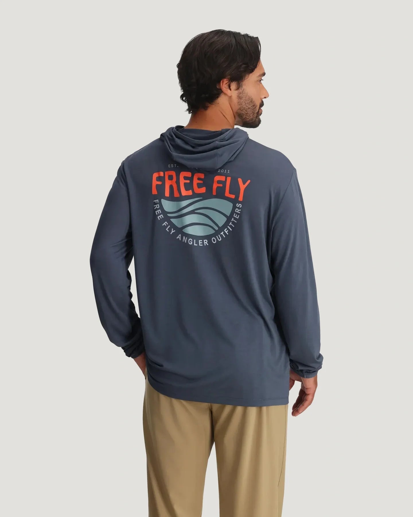 Free Fly Men’s Bamboo Lightweight Graphic Hoodie - Blue Edge Storm Cloud