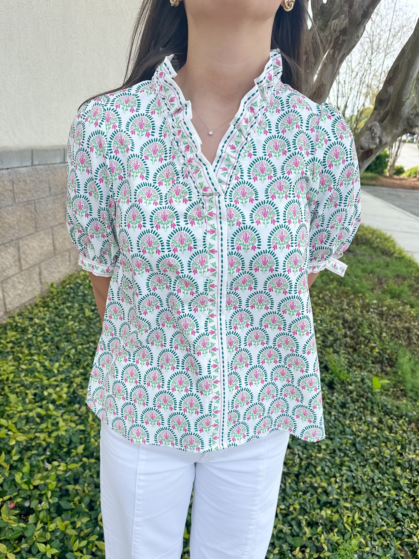 Brynn Top - Sunshower Flora White