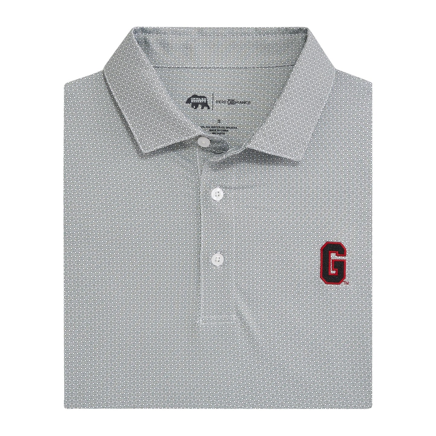 Onward Reserve UGA Bone Yard Printed Performance Polo - White
