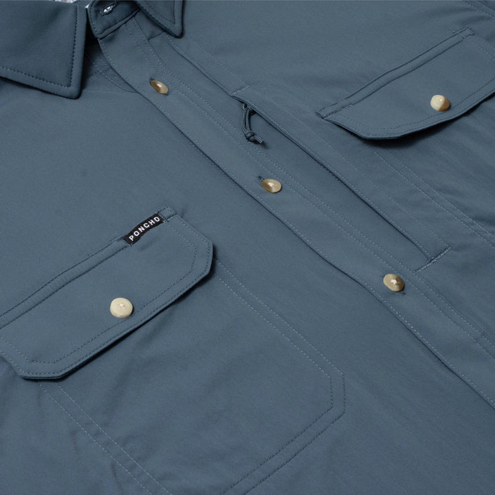 Poncho Men’s “The Ahi” S/S Slim Shirt - Slate Blue