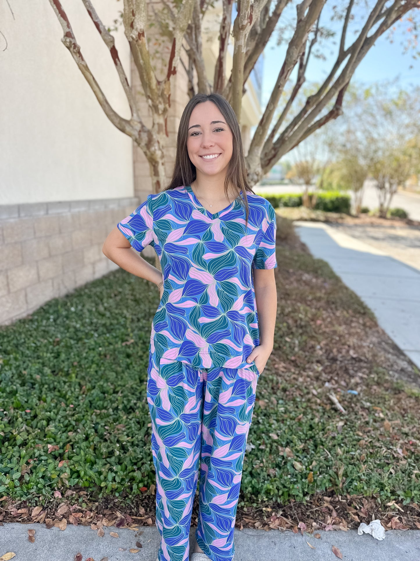 Alli Glow Over Pajama Pant Set - Blue