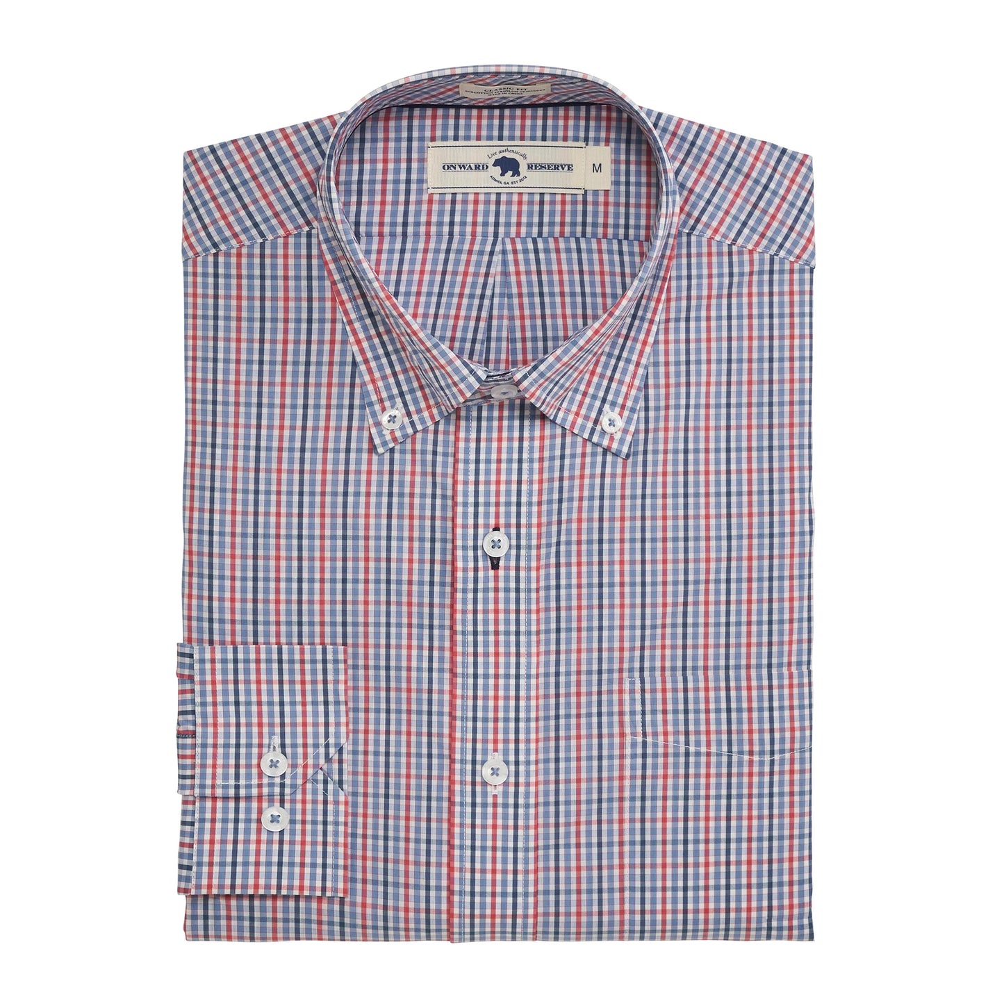Onward Reserve Warden Classic Fit Quad Performance Twill Button Down - Ensign Blue