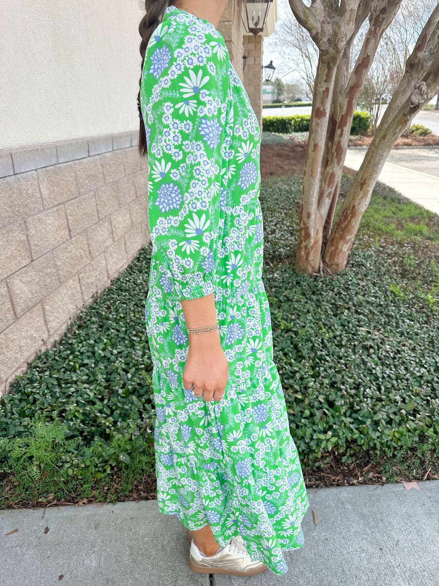 Cameron Dress - Daisy Chains Green