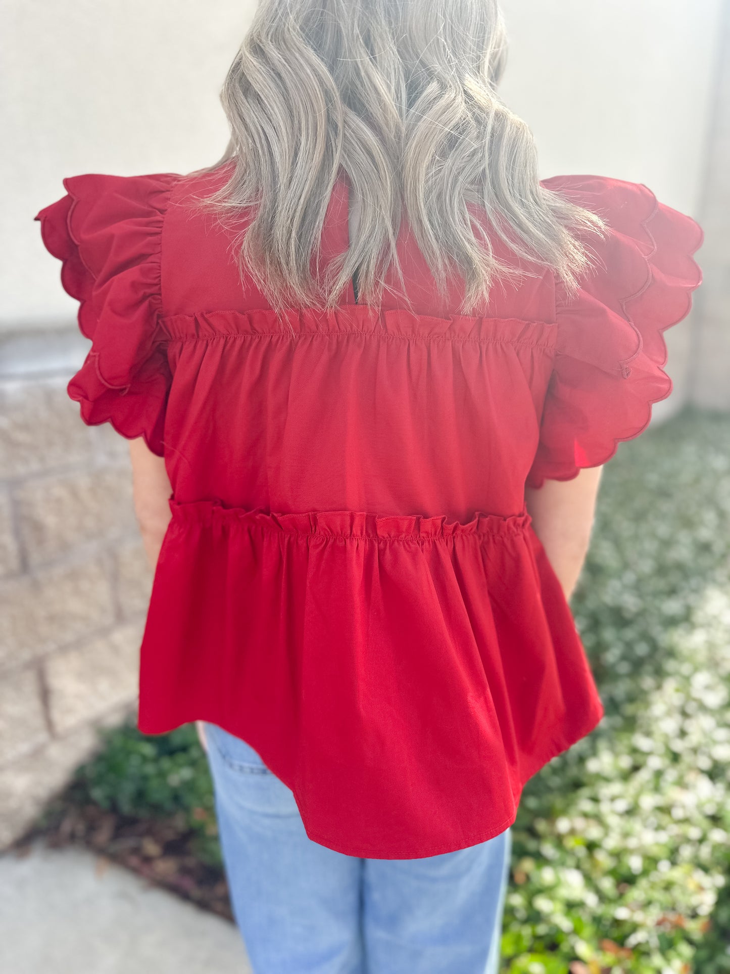 Sweetheart Scallop Sleeve Top
