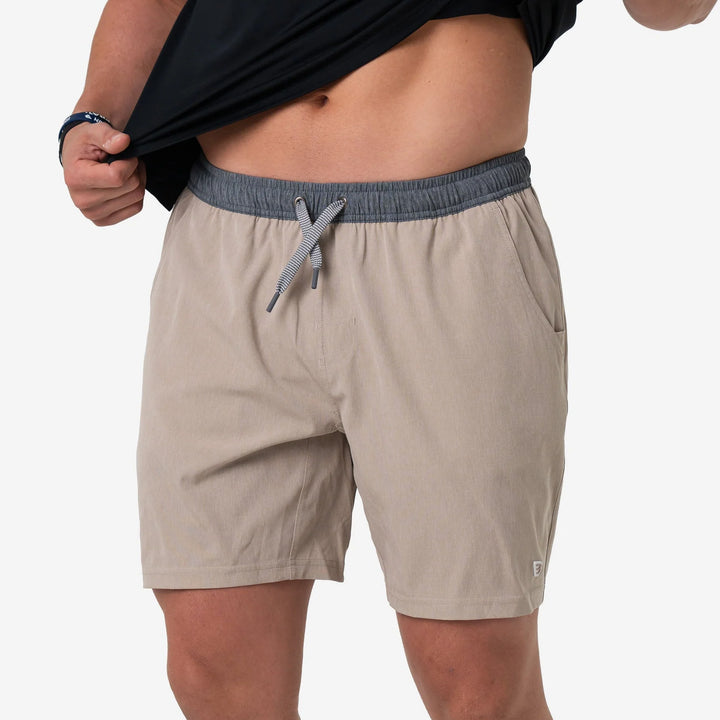 Burlebo Men’s S26 5.5” Athletic Short - Heather Khaki - Venado Camo Liner