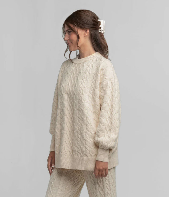 SSCO Women’s Comfy Cozy Cable Sweater - Parchment