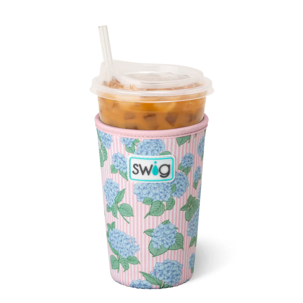 Swig Medium Iced Cup Coolie - Hydrangeas