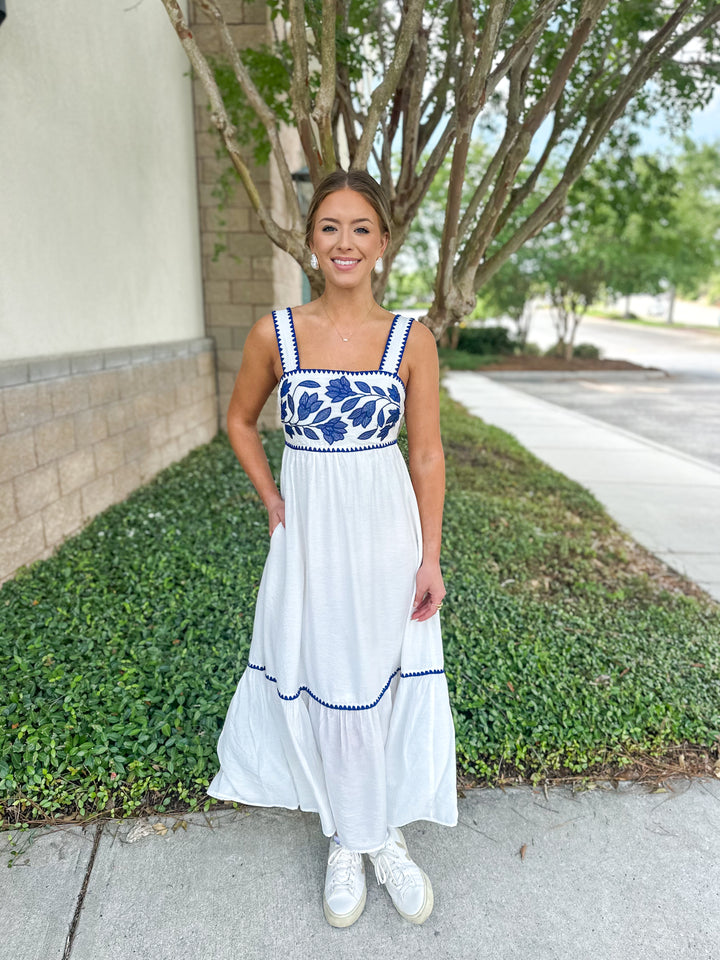 Magnolia Bloom Embroidered Dress