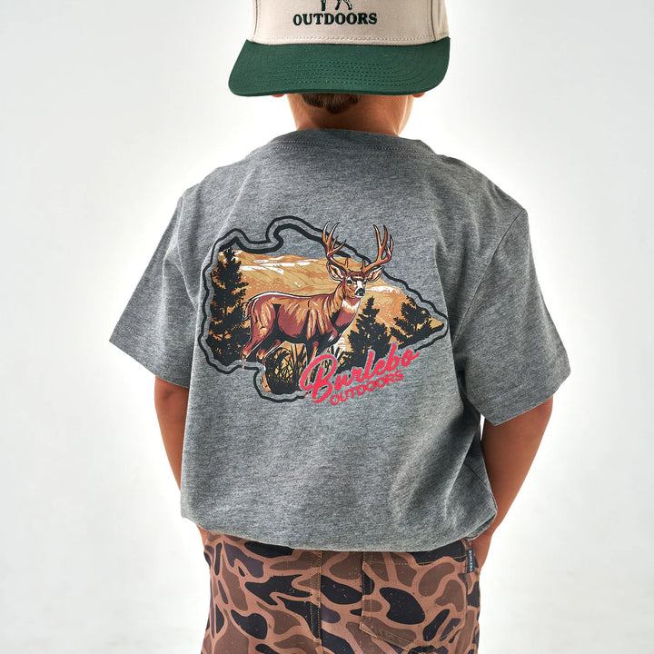 Burlebo Youth Hill Country Buck S/S T-Shirt - Heather Black