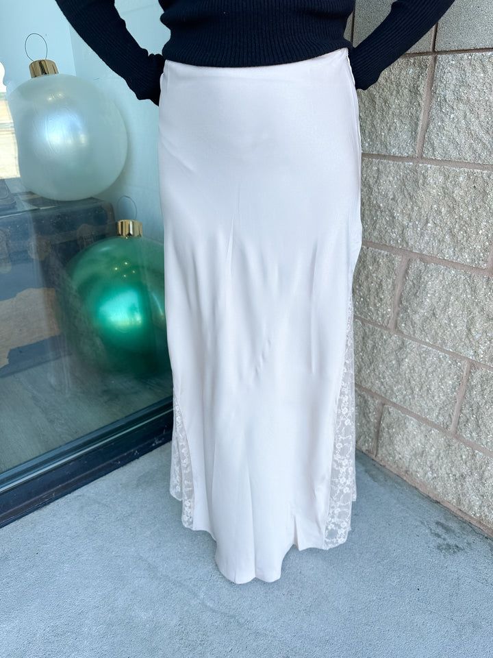 Lori Lace Satin Midi Skirt