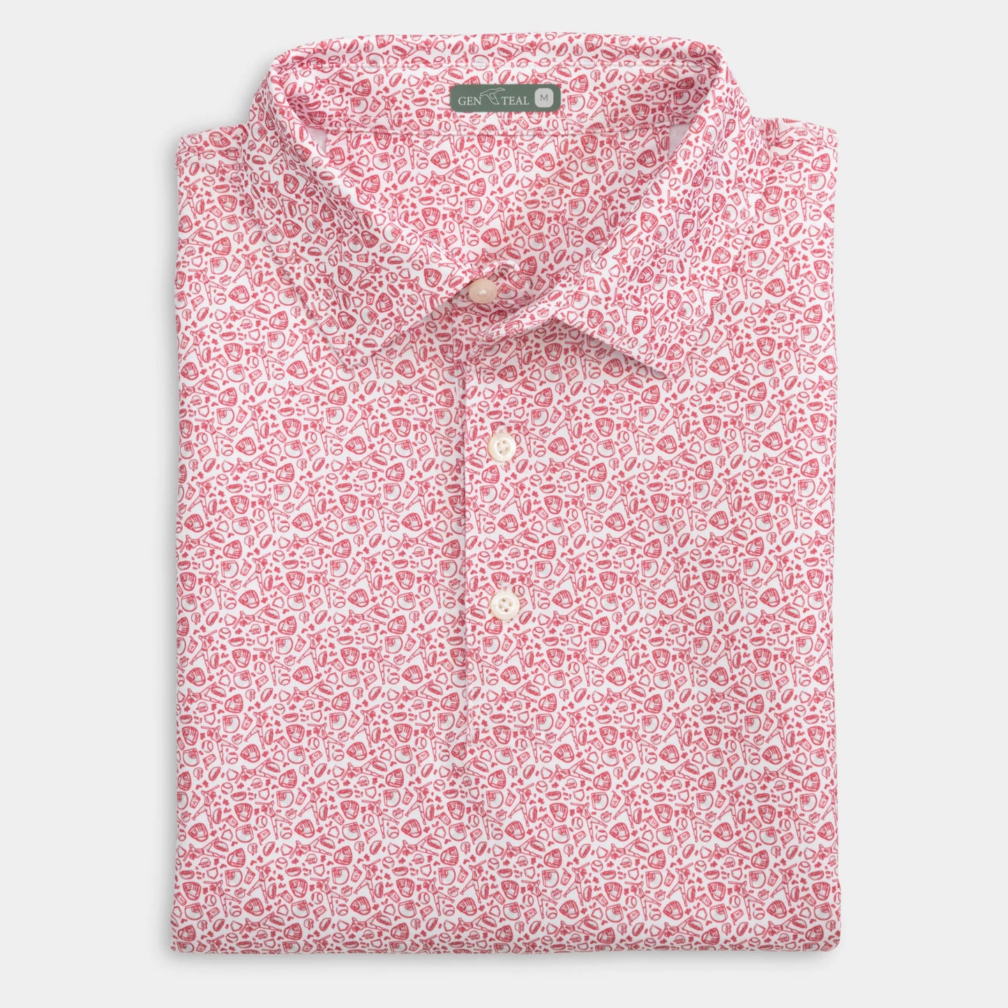 Genteal S26 Fastball Printed Performance Polo - Red