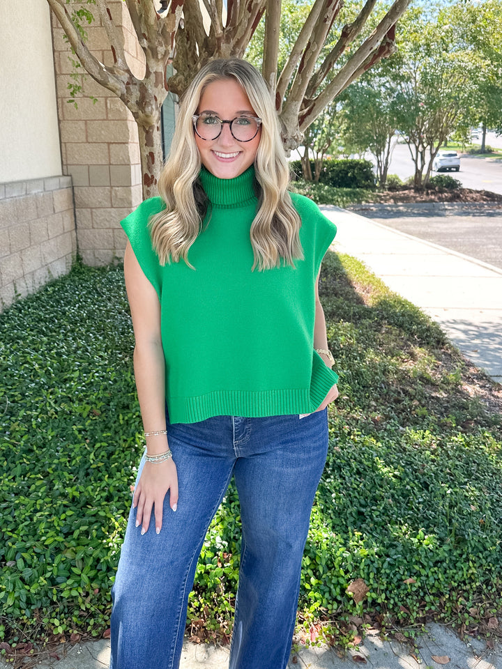 Bailey Turtleneck Hi/Lo Sweater - Green