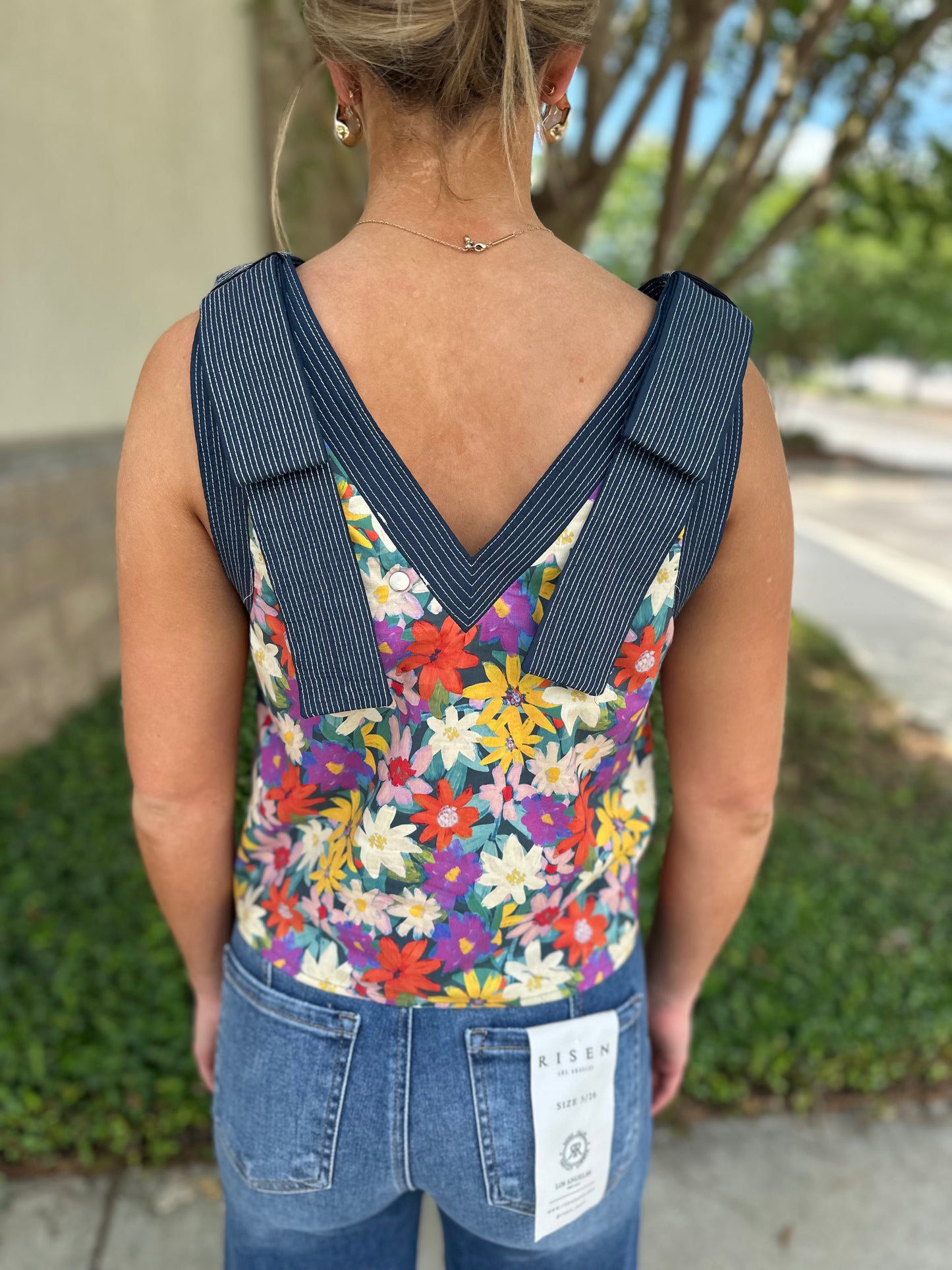 Bourbon Bloom Knit Tie Top