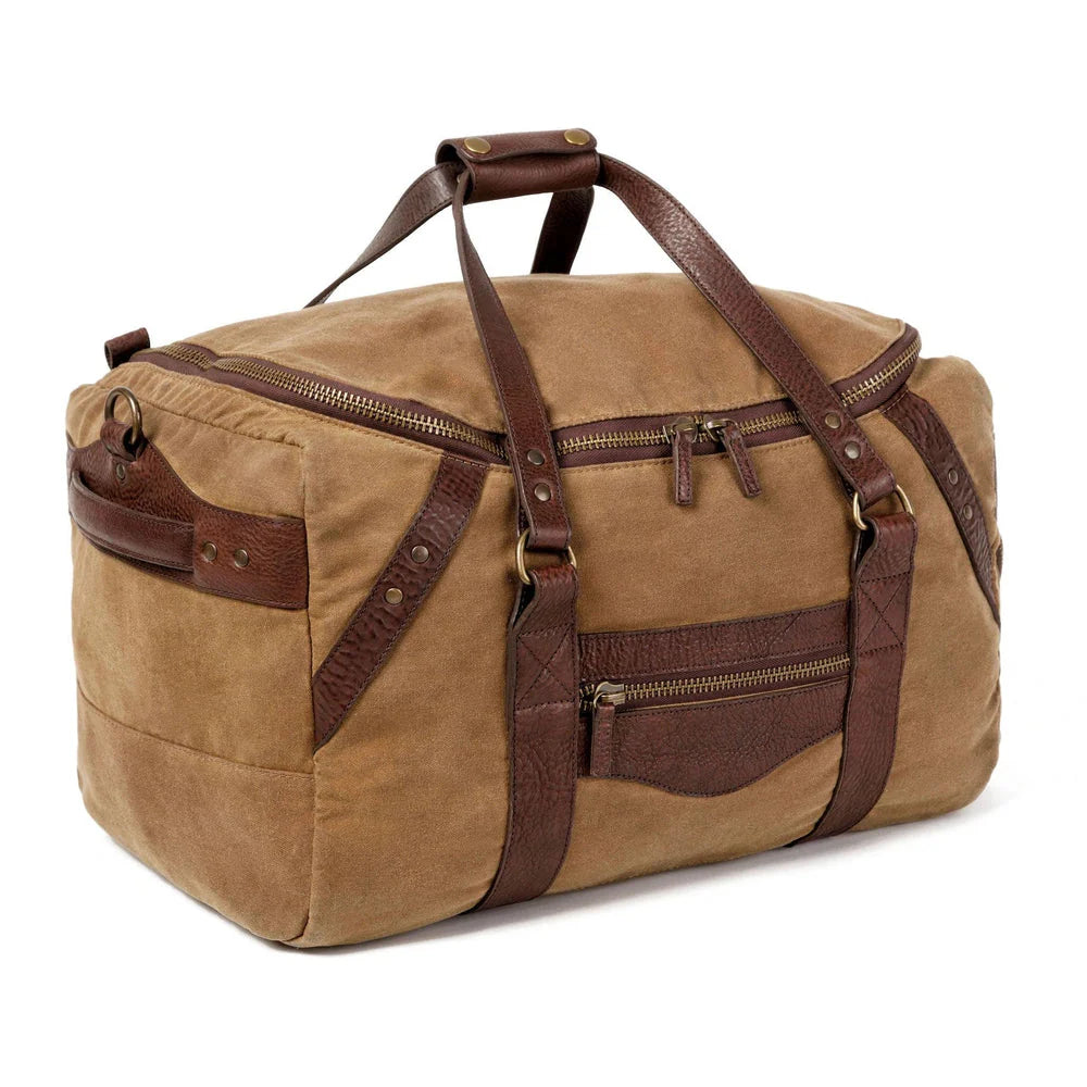 Mission Mercantile Campaign Waxed Canvas Medium Duffle Bag - Smoke Brown