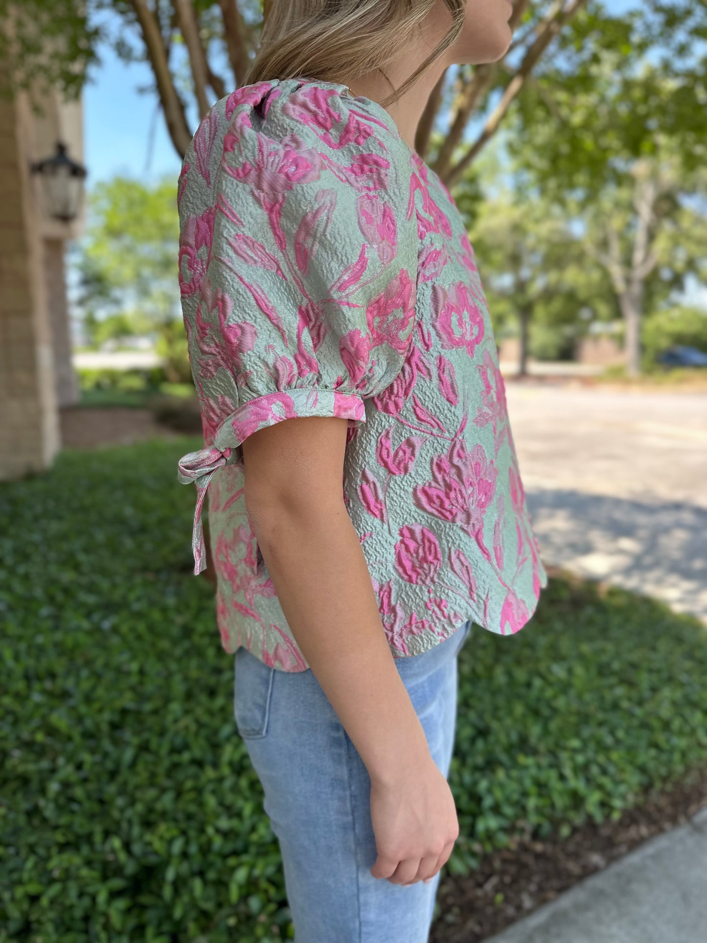Jessamine Jacquard Scallop Top