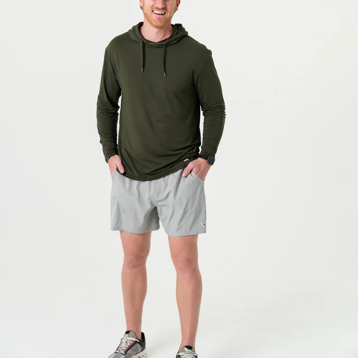 Burlebo Men’s S26 5.5” Athletic Short - Light Grey - Grey Aztec Liner