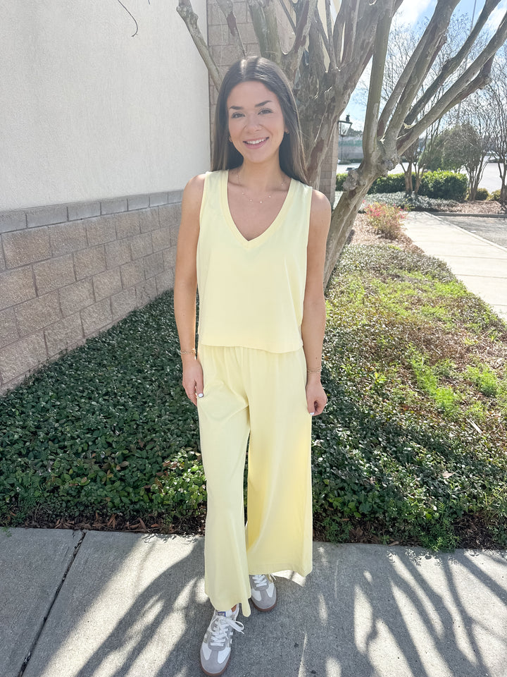 Sloane V-Neck Top - Lemon Citrus