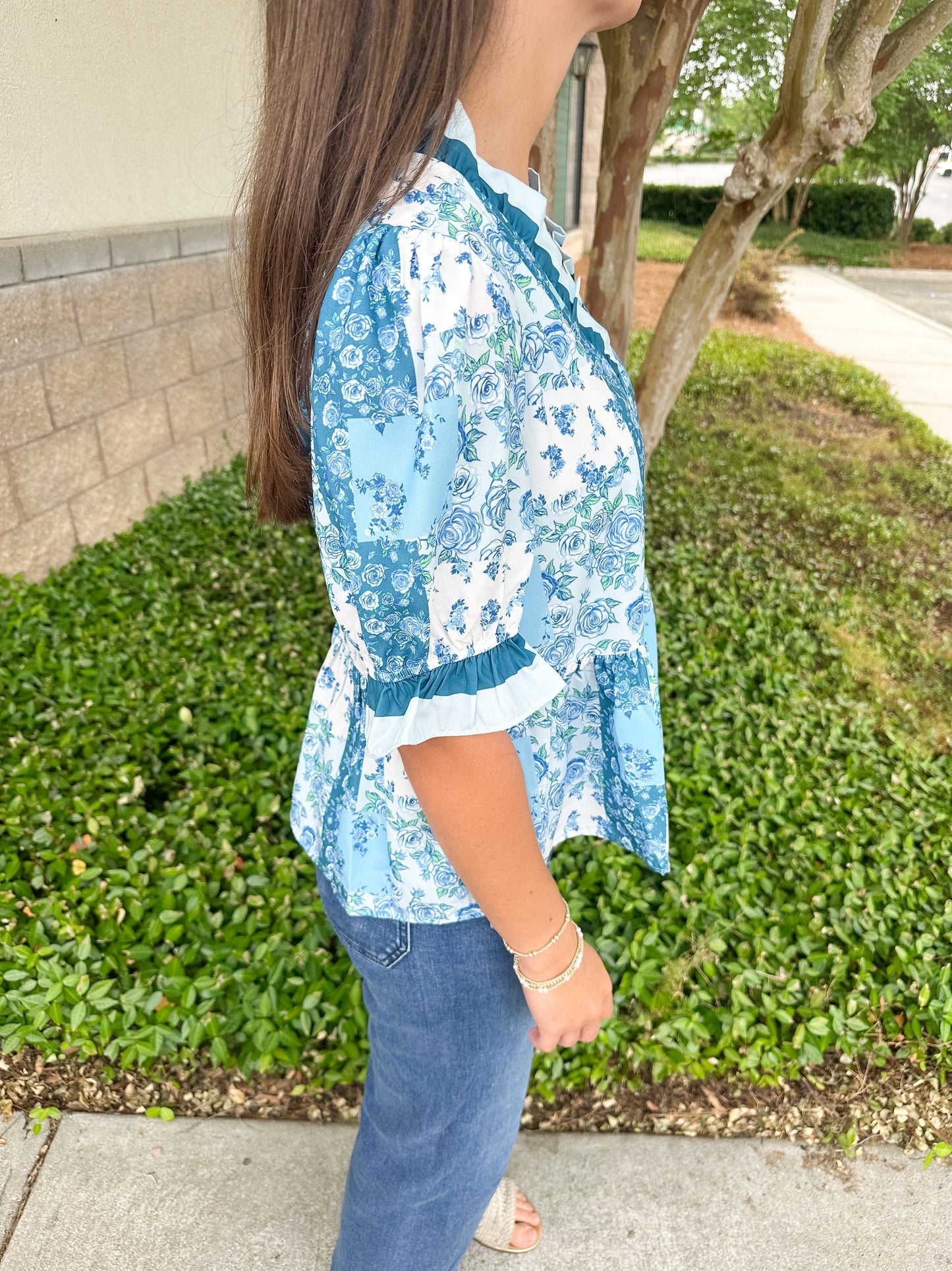 Sweet Puff Top - Blue Patch