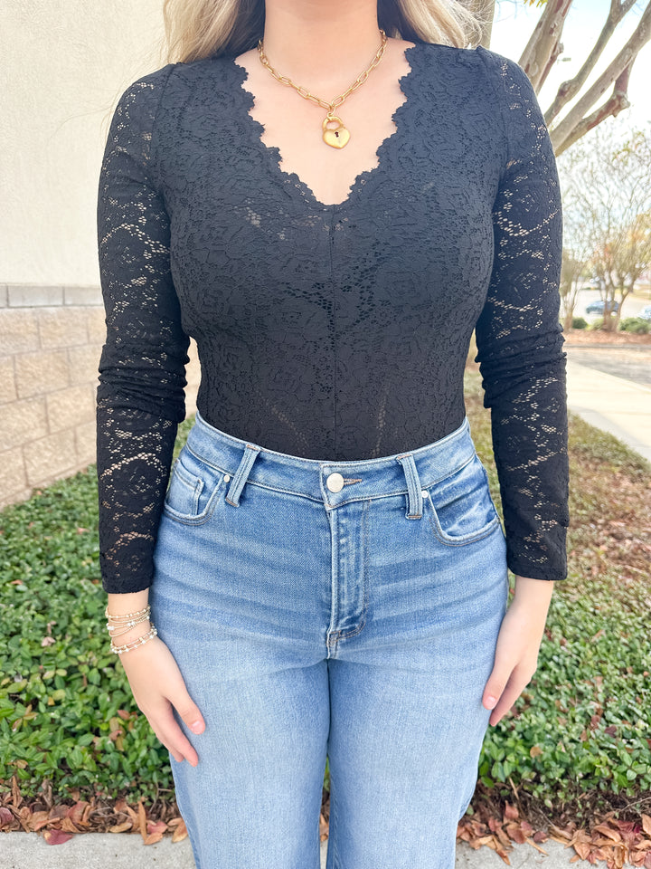 Nightfall Lace Bodysuit - Black
