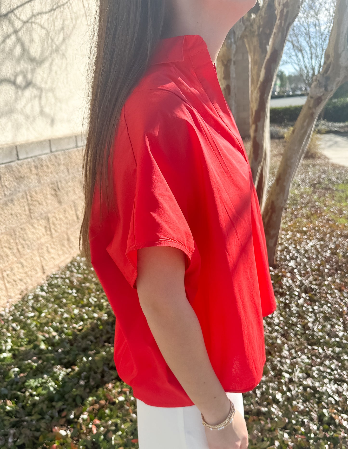 Helen Signature Collar Top - Red