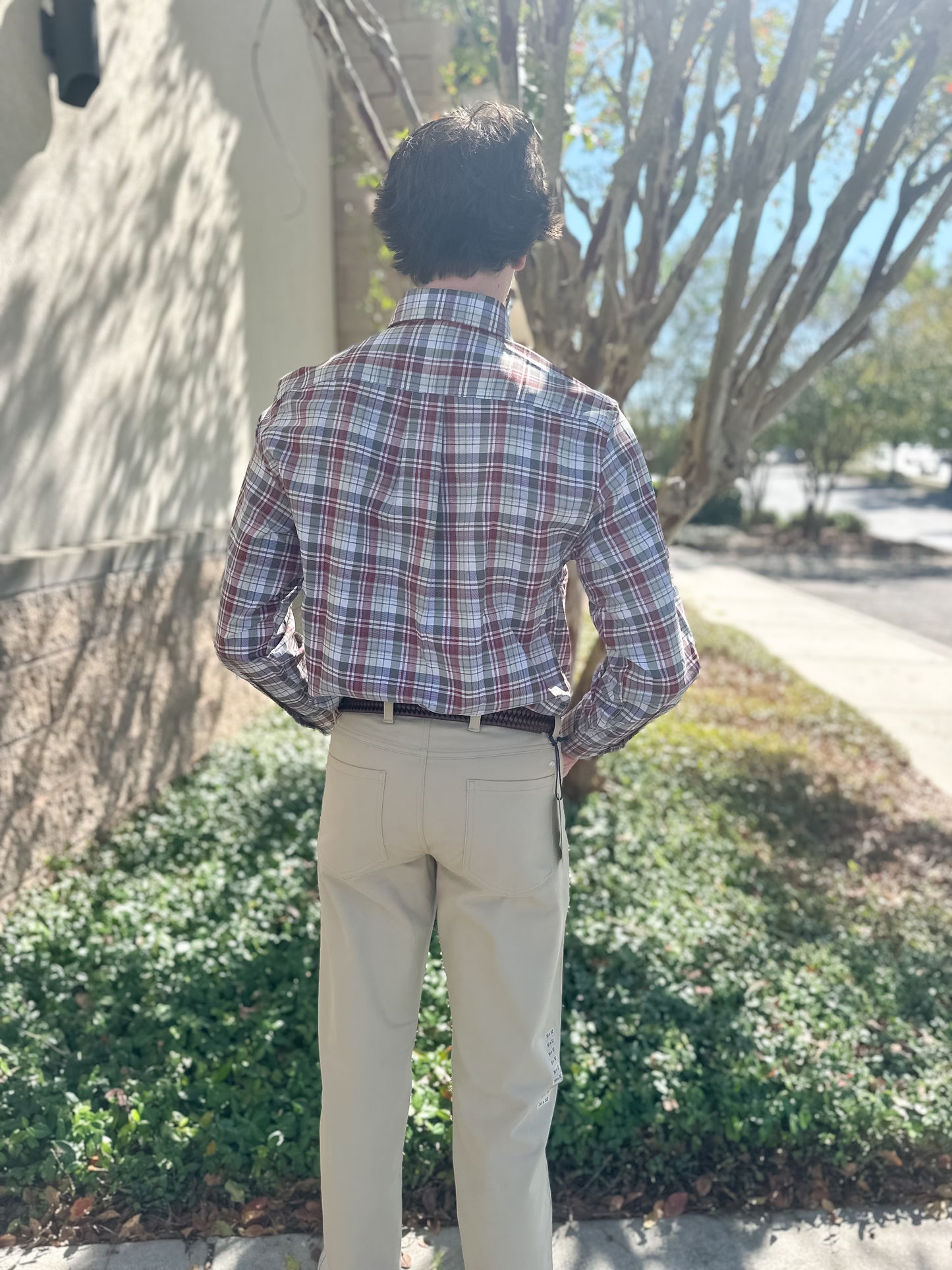 S. Casanova F25 Martin Plaid Button Down - Crimson