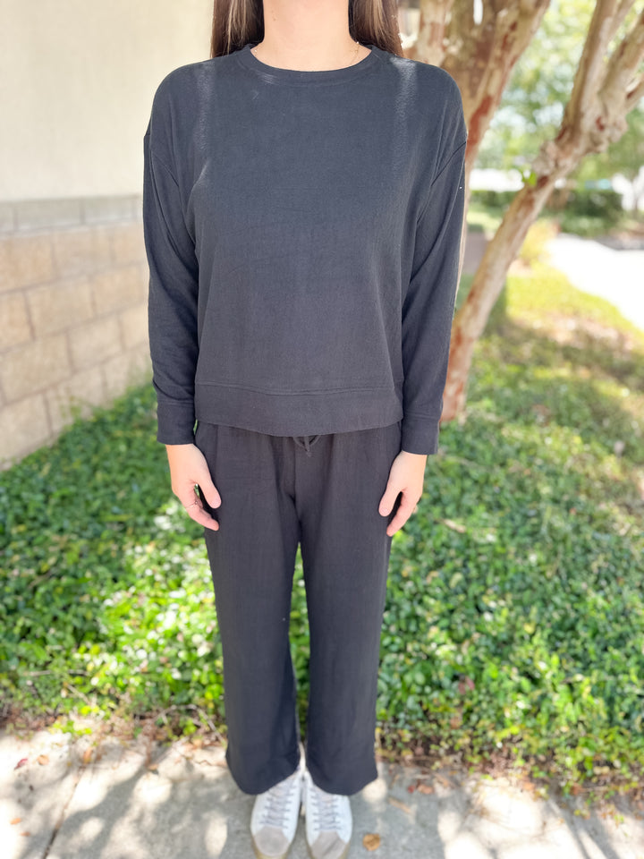 Sophie Solid Pajama Set - Black